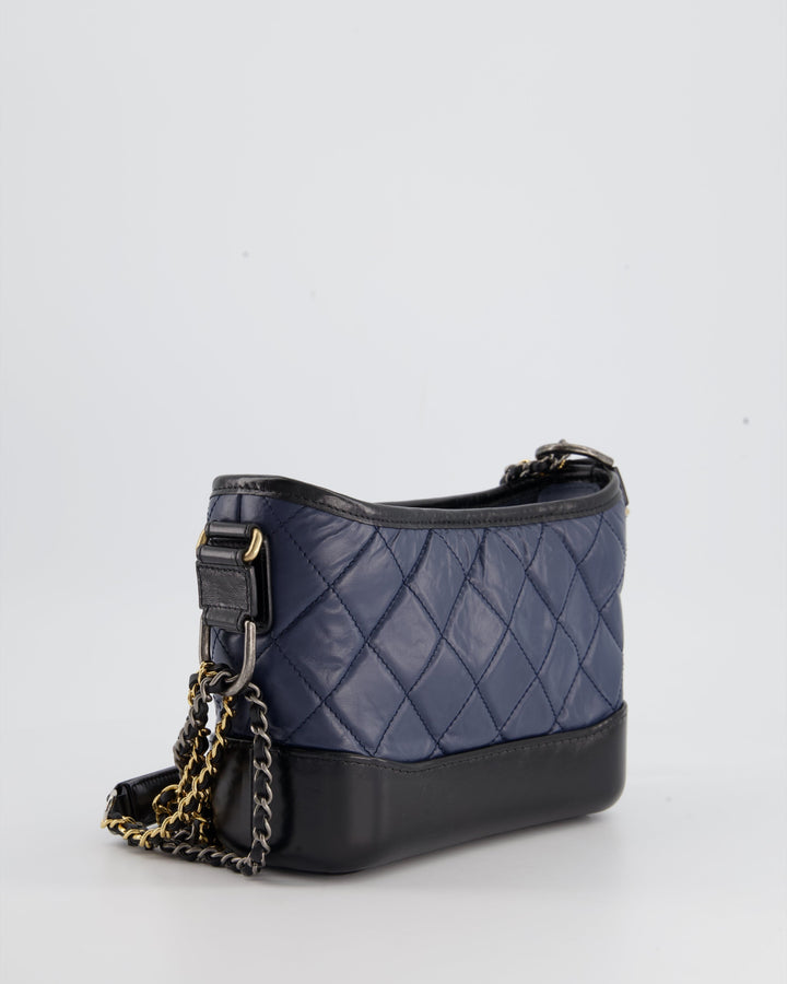 *FIRE PRICE* Top Quality Chanel Blue & Black Small Gabrielle Bag in Lambskin Leather with Mixed Hardware