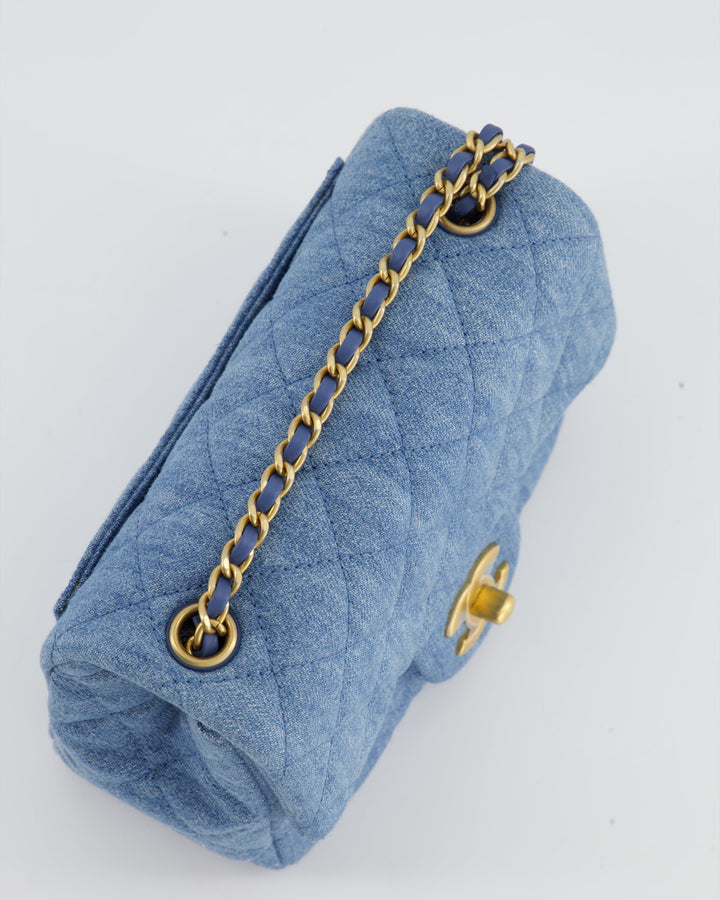 *HOT* Top Quality Chanel Coco Crush Mini Square Flap Bag in Denim with Brushed Gold Hardware
