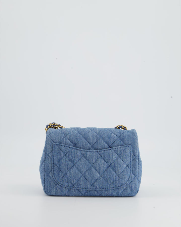 *HOT* Top Quality Chanel Coco Crush Mini Square Flap Bag in Denim with Brushed Gold Hardware
