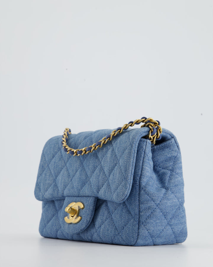 *HOT* Top Quality Chanel Coco Crush Mini Square Flap Bag in Denim with Brushed Gold Hardware