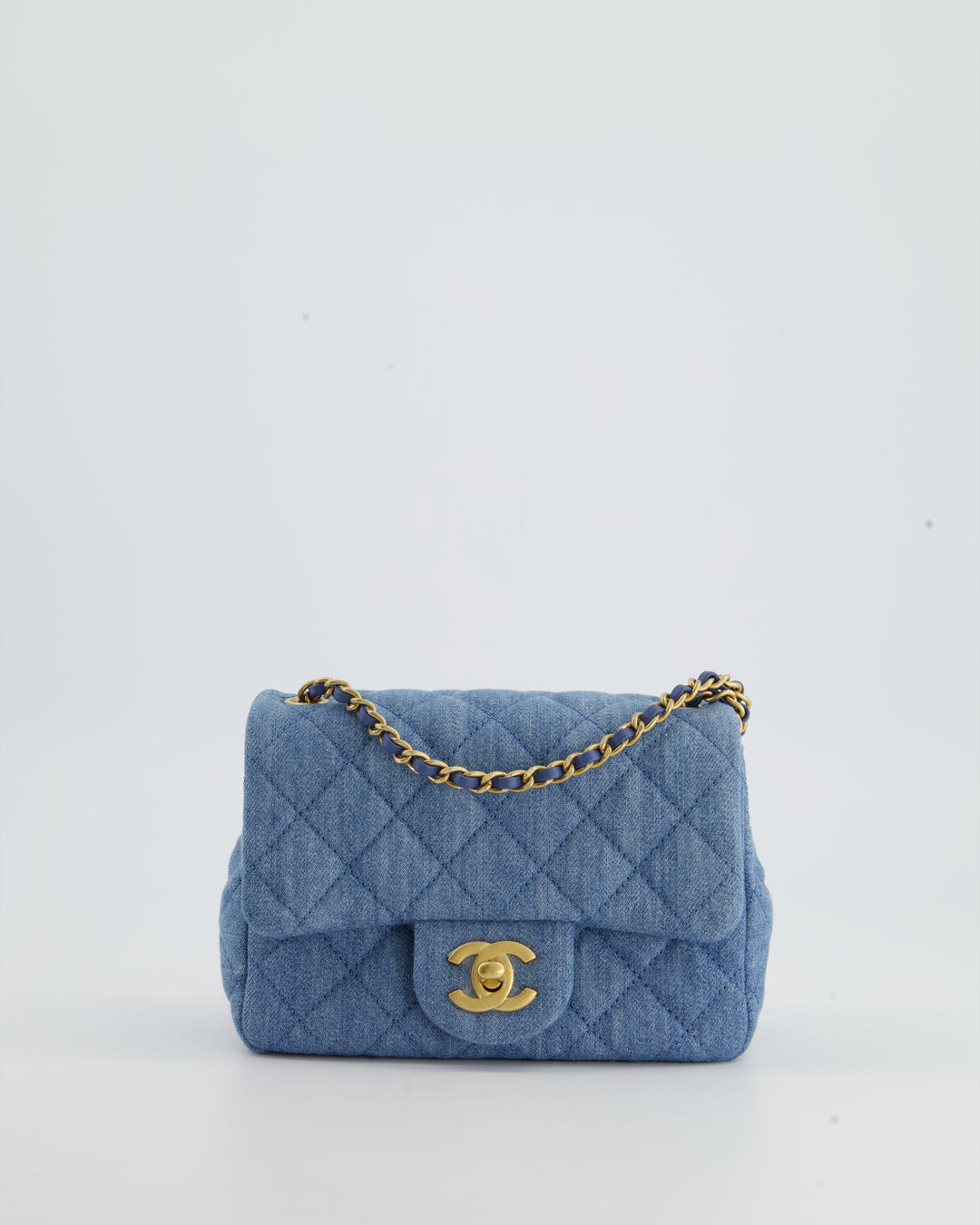 *HOT* Top Quality Chanel Coco Crush Mini Square Flap Bag in Denim with Brushed Gold Hardware