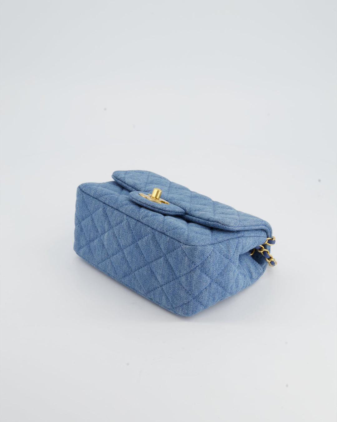*HOT* Top Quality Chanel Coco Crush Mini Square Flap Bag in Denim with Brushed Gold Hardware