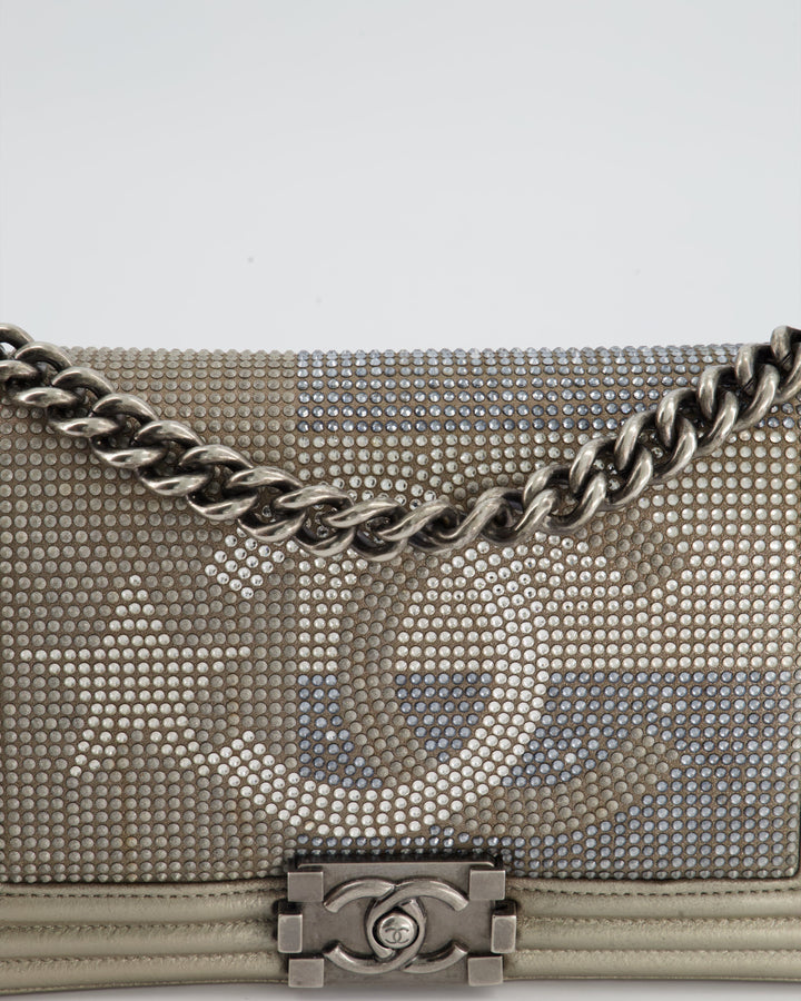 *HOT* Top Quality Chanel Medium Boy Bag in Gold Metallic Sequin CC Star Print with Silver Hardware