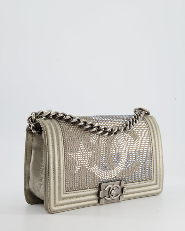 *HOT* Top Quality Chanel Medium Boy Bag in Gold Metallic Sequin CC Star Print with Silver Hardware