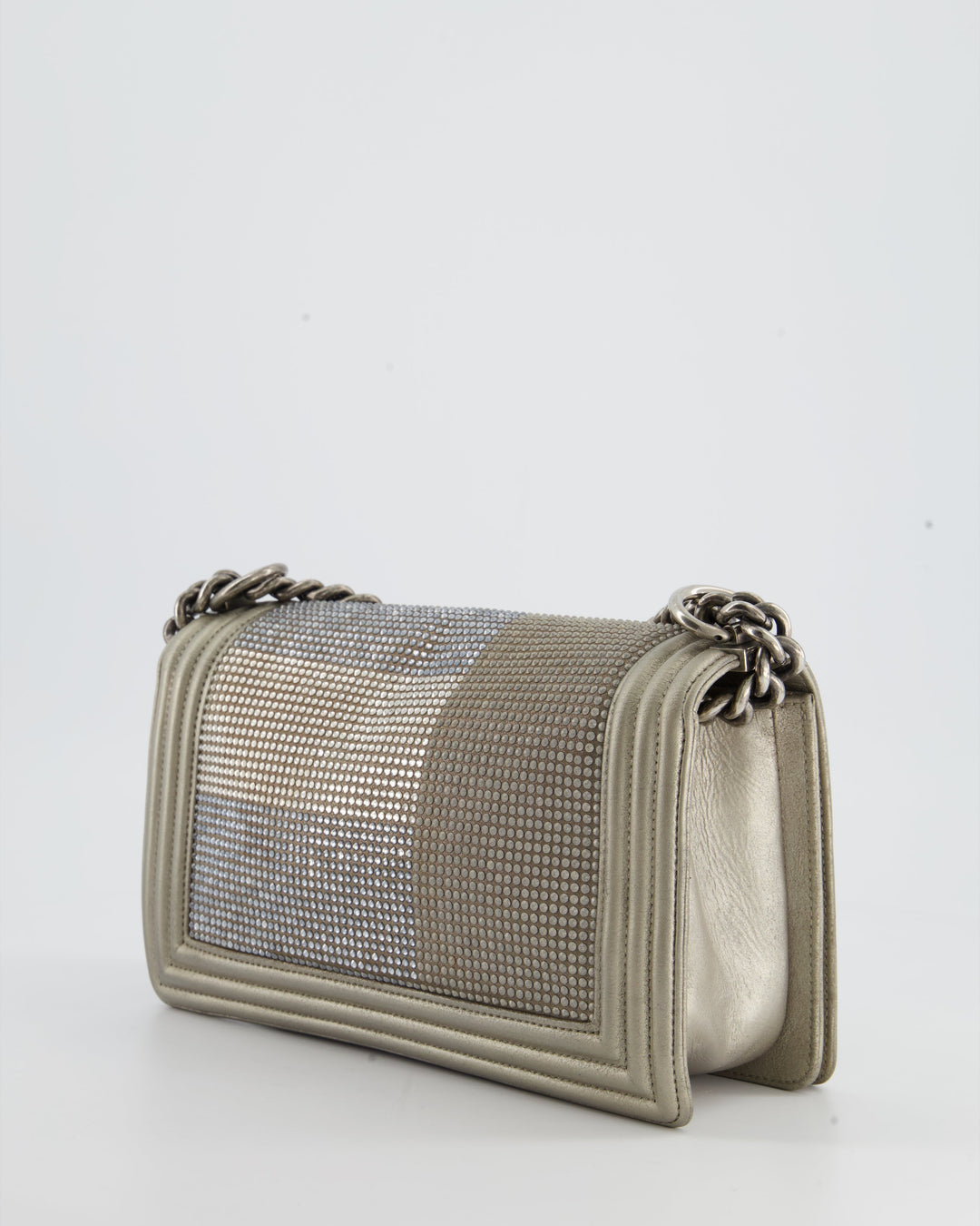 *HOT* Top Quality Chanel Medium Boy Bag in Gold Metallic Sequin CC Star Print with Silver Hardware