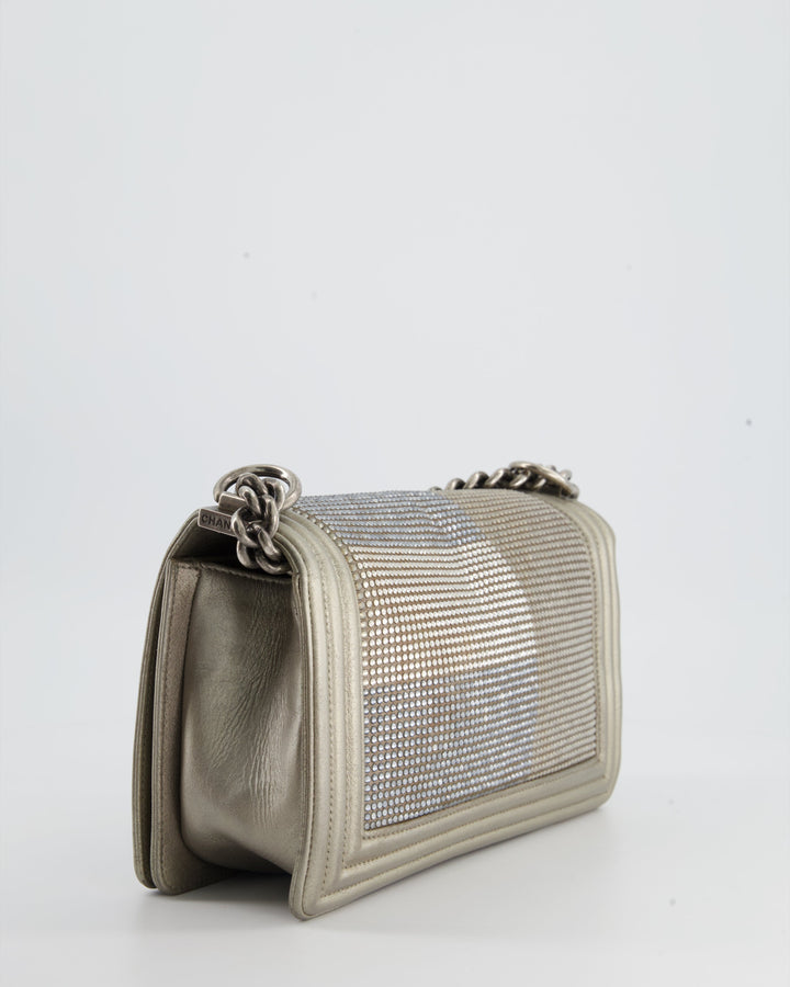 *HOT* Top Quality Chanel Medium Boy Bag in Gold Metallic Sequin CC Star Print with Silver Hardware