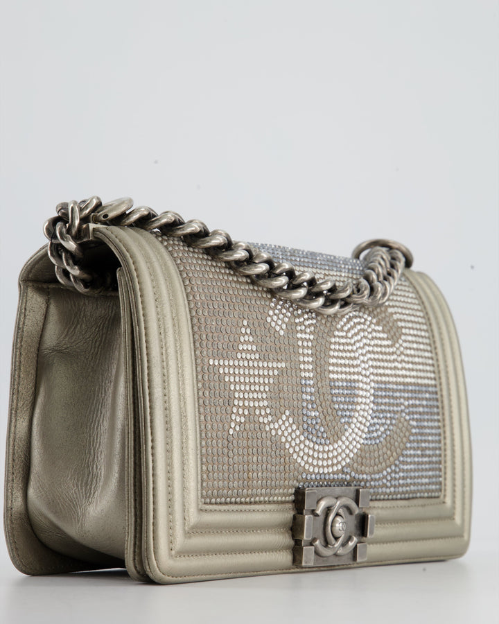 *HOT* Top Quality Chanel Medium Boy Bag in Gold Metallic Sequin CC Star Print with Silver Hardware