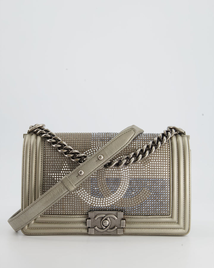*HOT* Top Quality Chanel Medium Boy Bag in Gold Metallic Sequin CC Star Print with Silver Hardware
