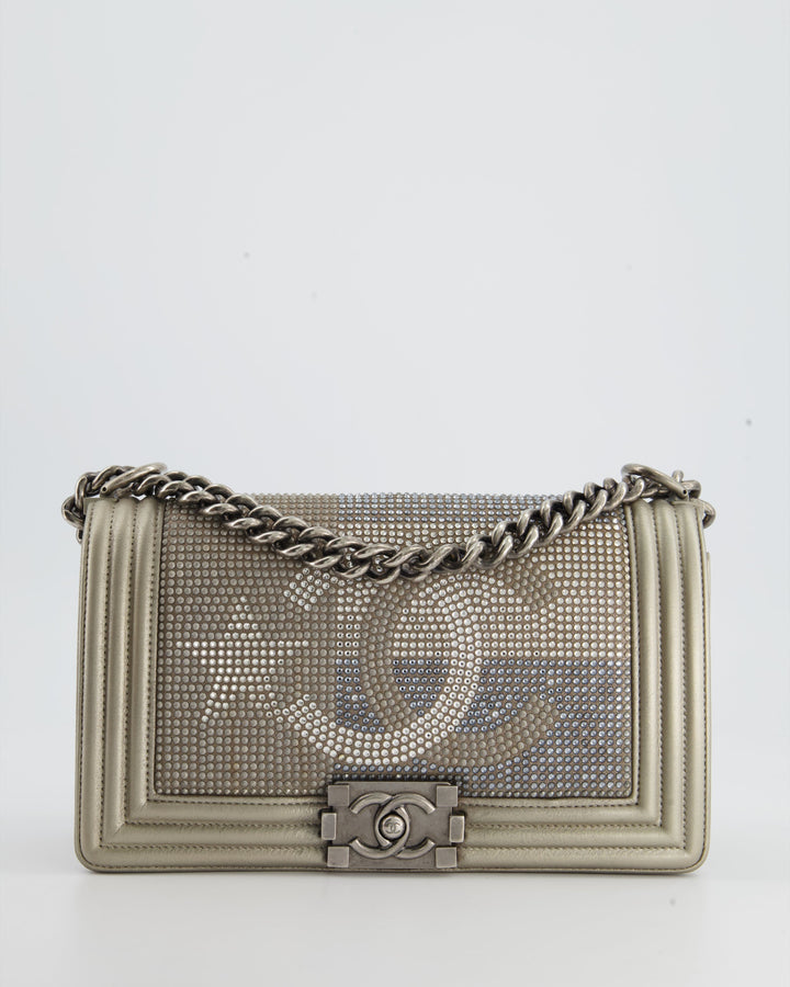 *HOT* Top Quality Chanel Medium Boy Bag in Gold Metallic Sequin CC Star Print with Silver Hardware