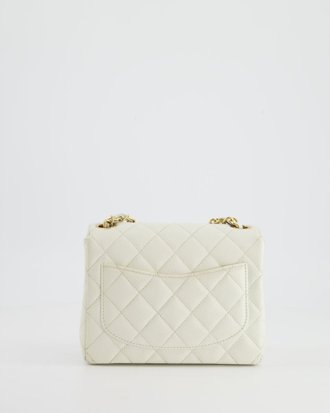 *RARE* Top Quality Chanel Vintage White Caviar Mini Square Flap Bag with 24K Gold Hardware