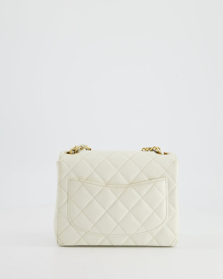 *RARE* Top Quality Chanel Vintage White Caviar Mini Square Flap Bag with 24K Gold Hardware