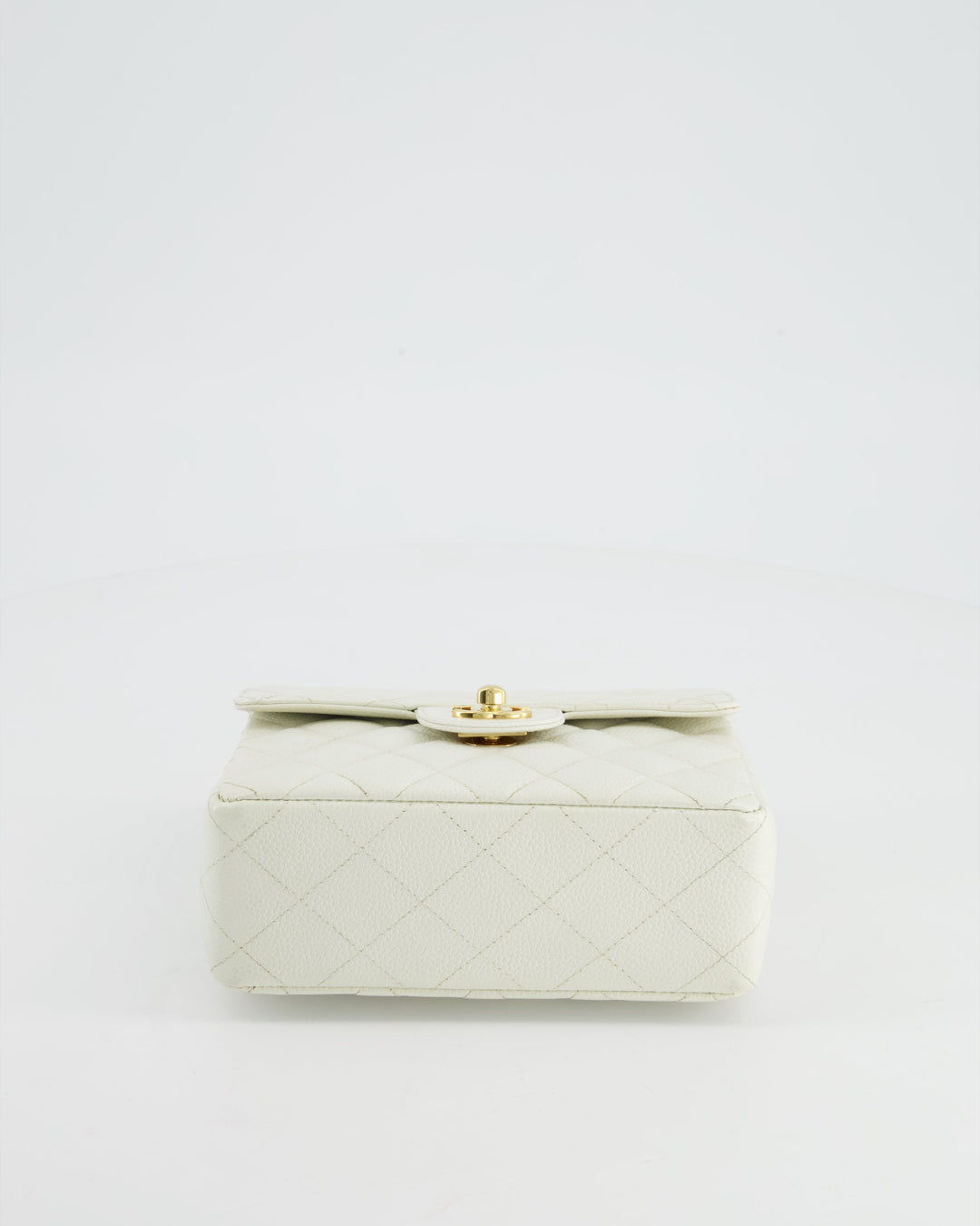 *RARE* Top Quality Chanel Vintage White Caviar Mini Square Flap Bag with 24K Gold Hardware