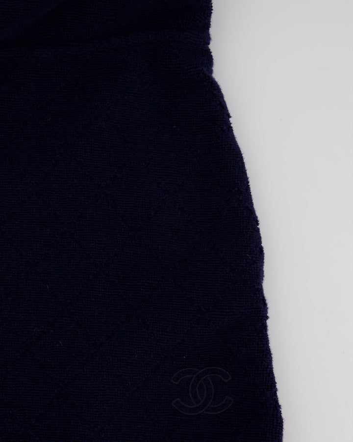 *FIRE PRICE* Chanel Navy Sleeveless Towel Beach Dress with Hood Size FR 36 (UK 8)