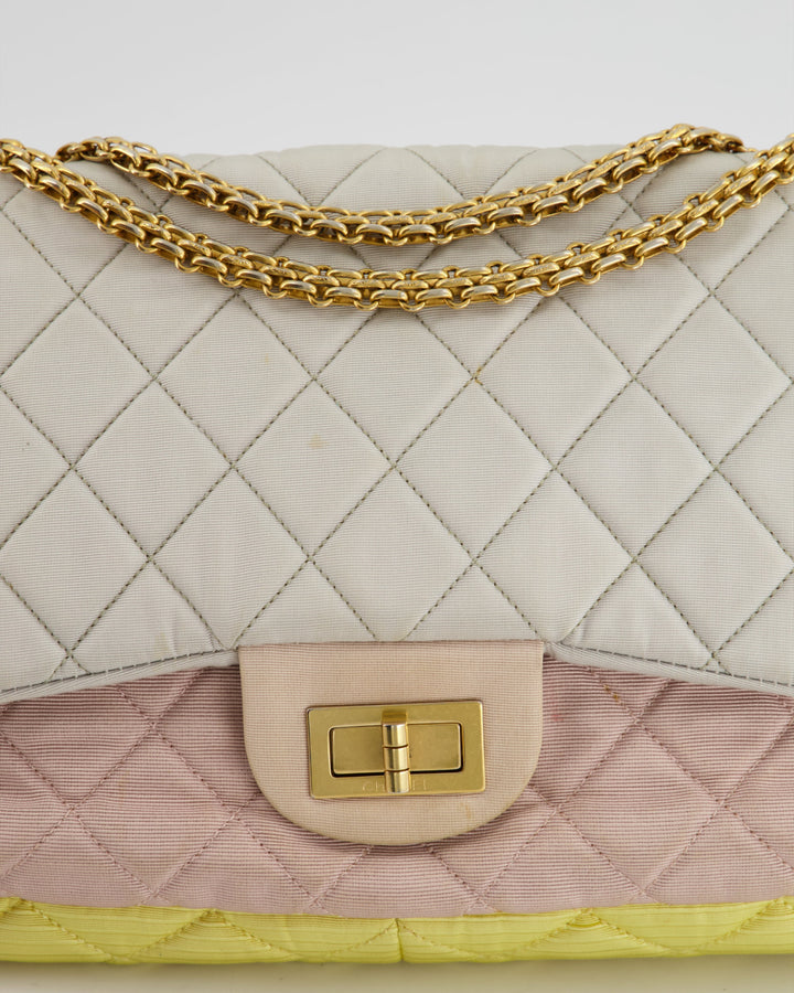 *SUPER FIRE PRICE* Top Quality Chanel Large Jersey Reissue Pastel Yellow, Grey and Pink with Antique Gold Hardware