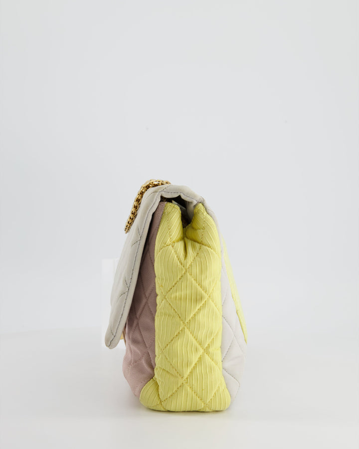 *SUPER FIRE PRICE* Top Quality Chanel Large Jersey Reissue Pastel Yellow, Grey and Pink with Antique Gold Hardware