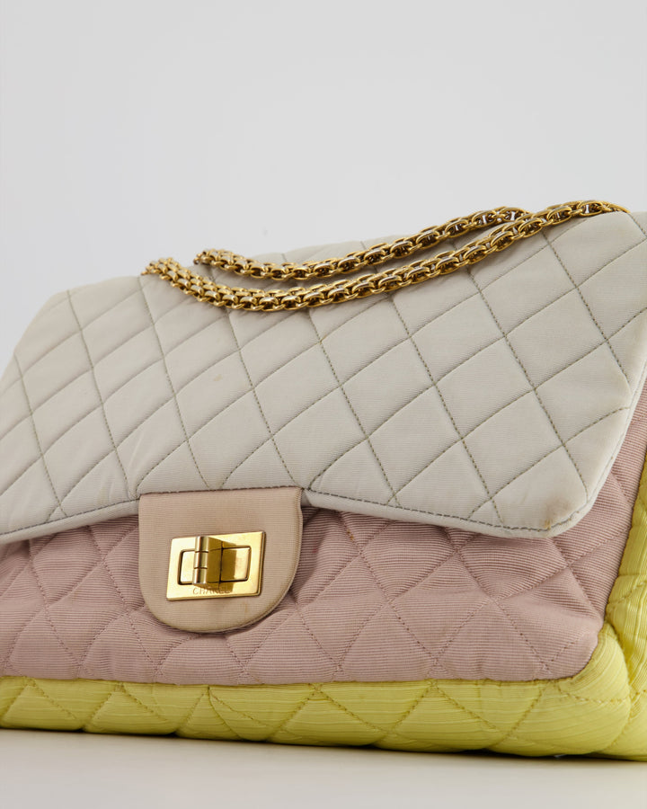 *SUPER FIRE PRICE* Top Quality Chanel Large Jersey Reissue Pastel Yellow, Grey and Pink with Antique Gold Hardware
