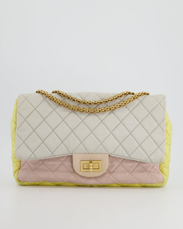 *SUPER FIRE PRICE* Top Quality Chanel Large Jersey Reissue Pastel Yellow, Grey and Pink with Antique Gold Hardware