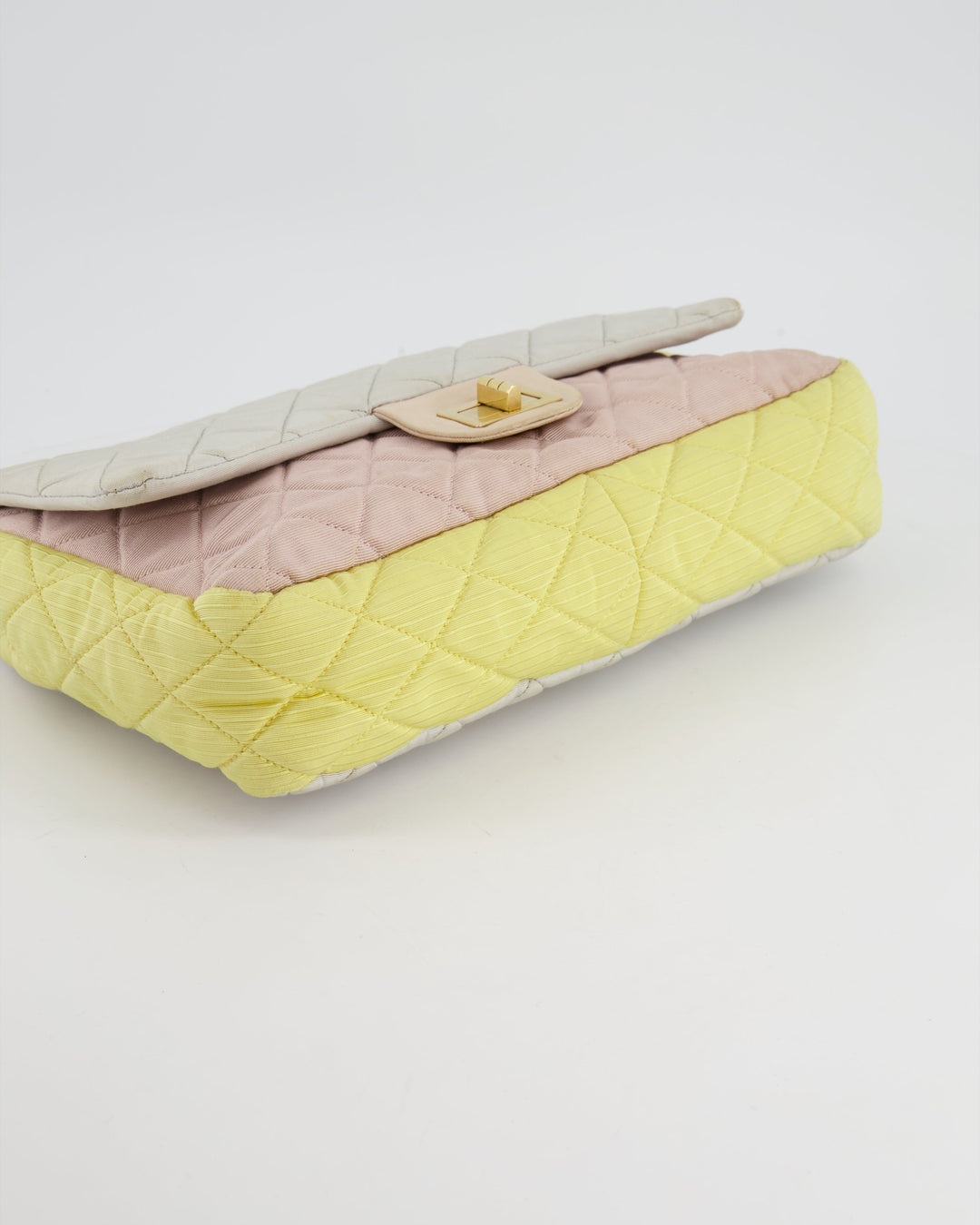 *SUPER FIRE PRICE* Chanel Large Jersey Reissue Pastel Yellow, Grey and Pink with Antique Gold Hardware