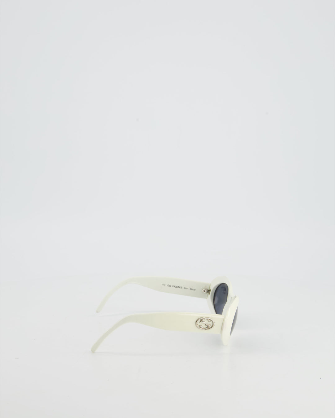 Gucci White Oval Sunglasses with Logo Detail