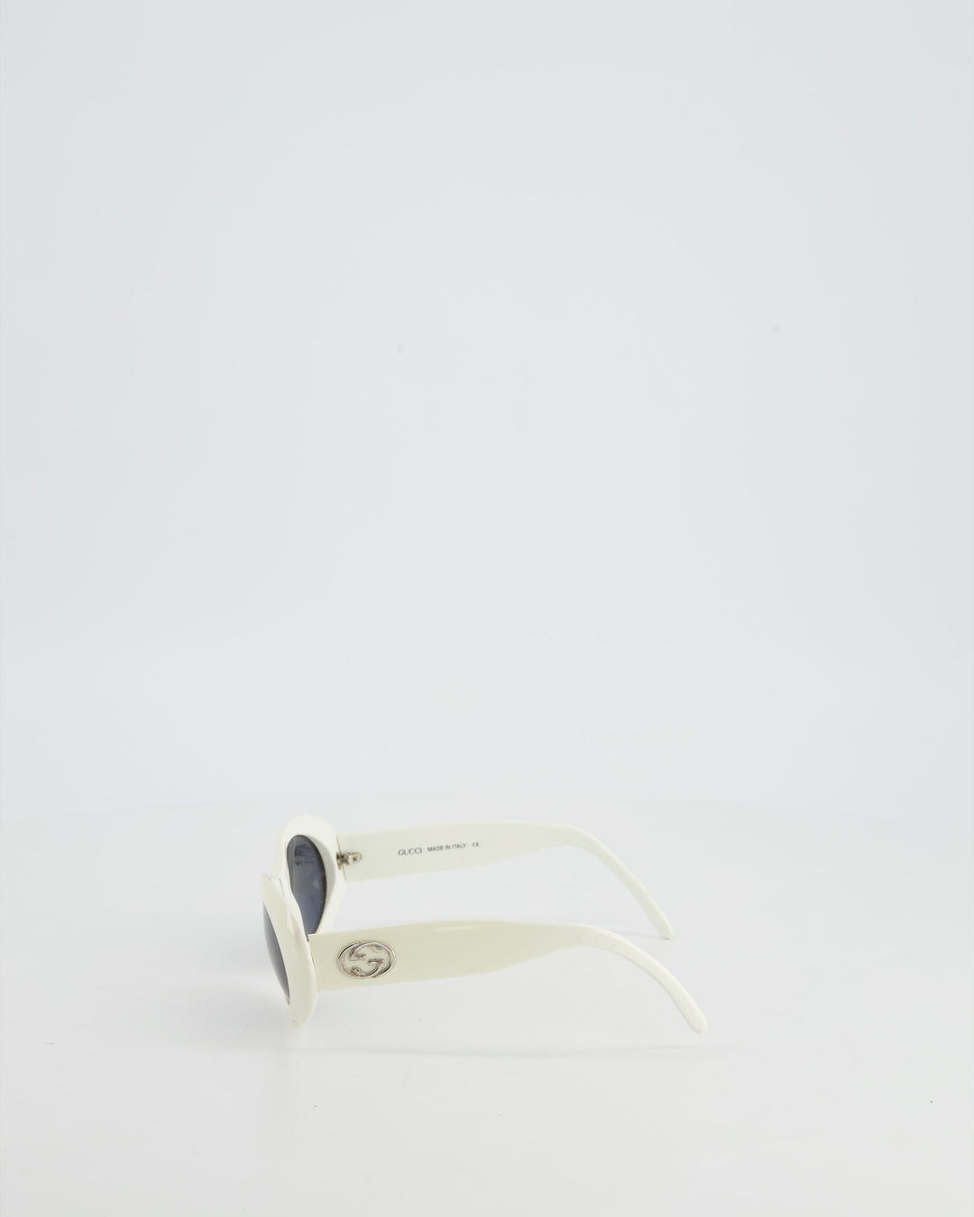 Gucci White Oval Sunglasses with Logo Detail