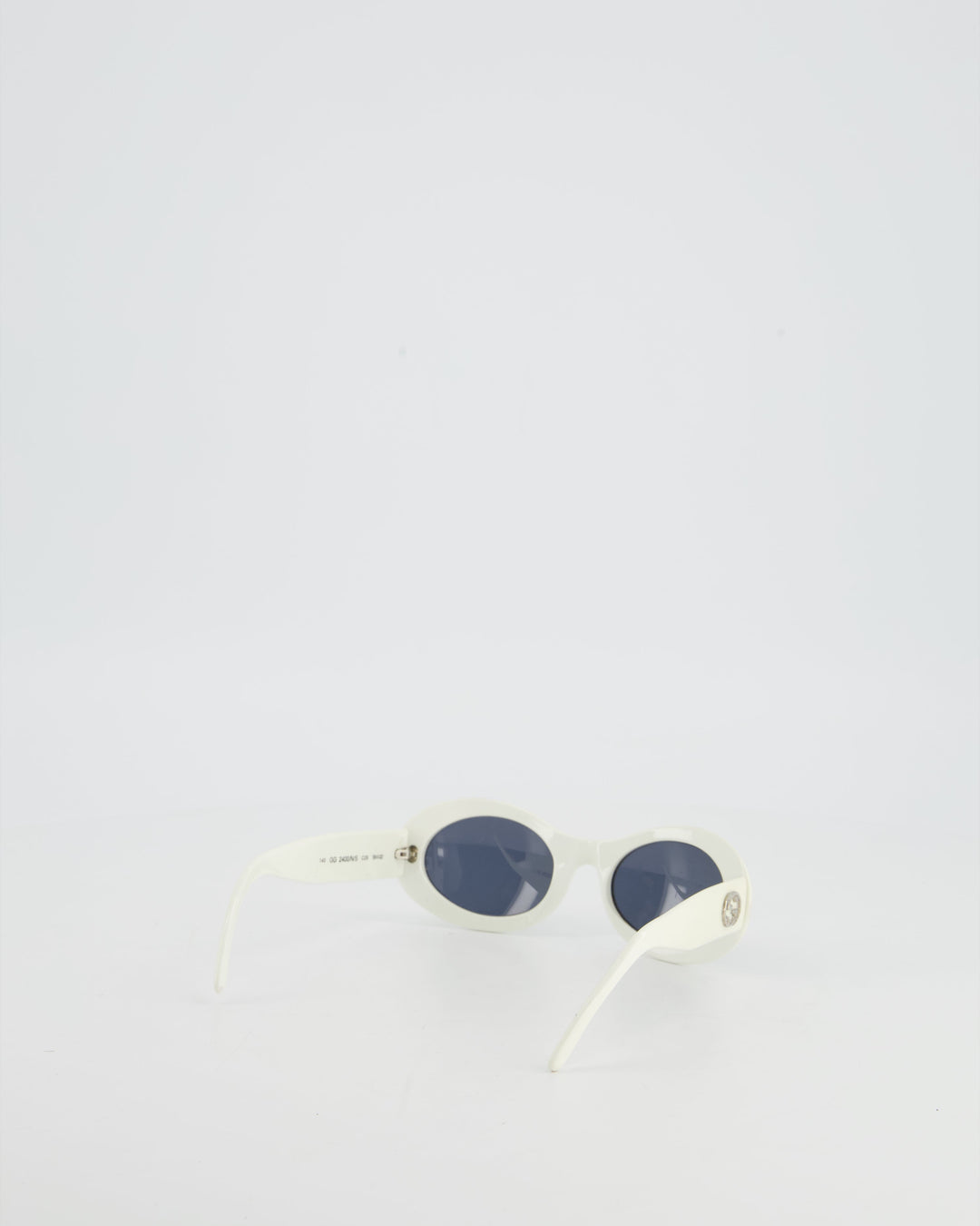 Gucci White Oval Sunglasses with Logo Detail