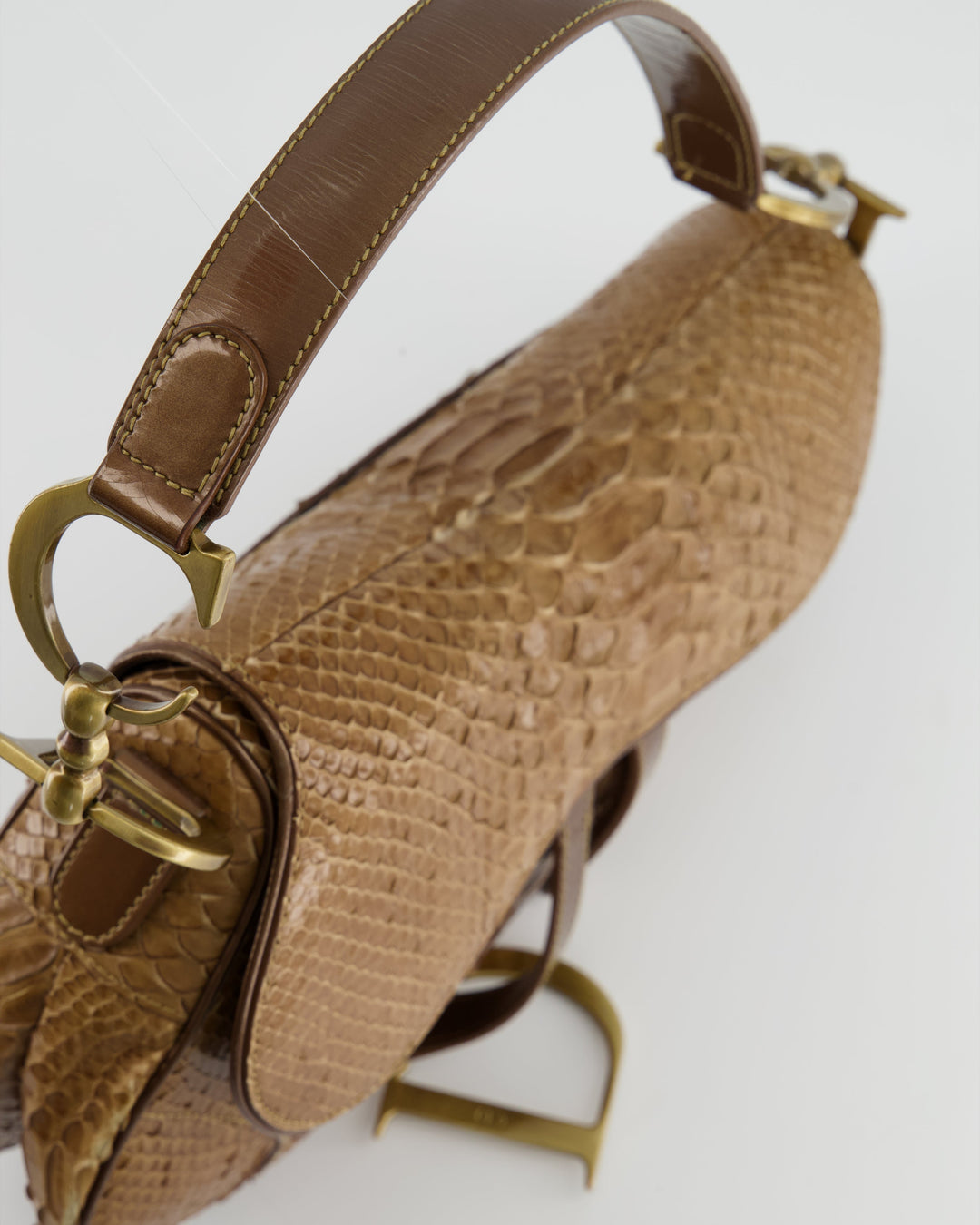 *RARE* Christian Dior Brown Python Saddle Bag with Antique Gold Hardware