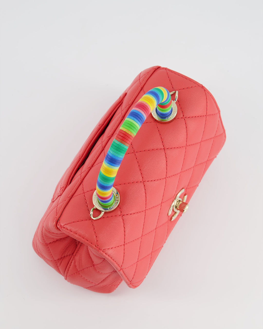*RARE* Top Quality Chanel Pink Extra Mini Coco Multi-Colour Handle Bag in Lambskin with Champagne Gold Hardware