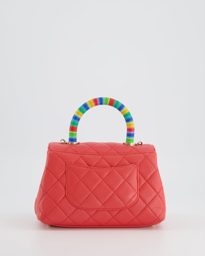 *RARE* Top Quality Chanel Pink Extra Mini Coco Multi-Colour Handle Bag in Lambskin with Champagne Gold Hardware