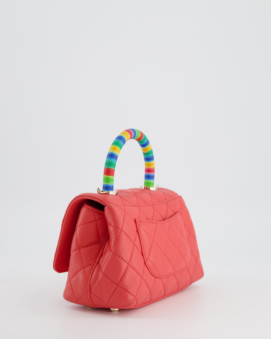 *RARE* Top Quality Chanel Pink Extra Mini Coco Multi-Colour Handle Bag in Lambskin with Champagne Gold Hardware