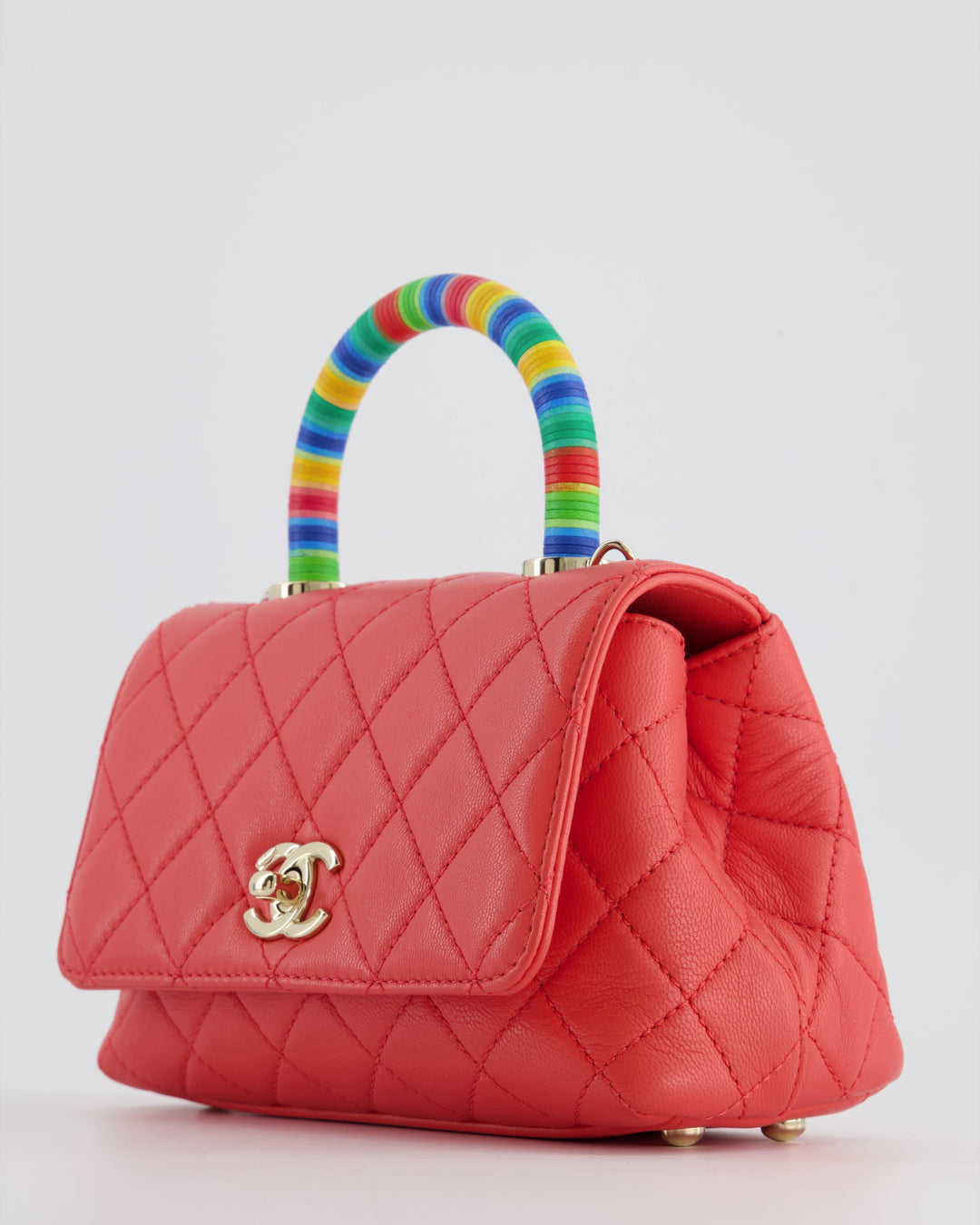 *RARE* Top Quality Chanel Pink Extra Mini Coco Multi-Colour Handle Bag in Lambskin with Champagne Gold Hardware