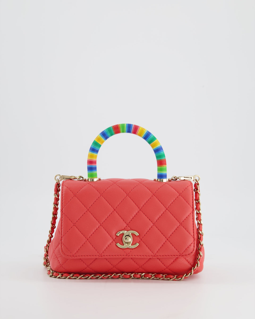 *RARE* Top Quality Chanel Pink Extra Mini Coco Multi-Colour Handle Bag in Lambskin with Champagne Gold Hardware