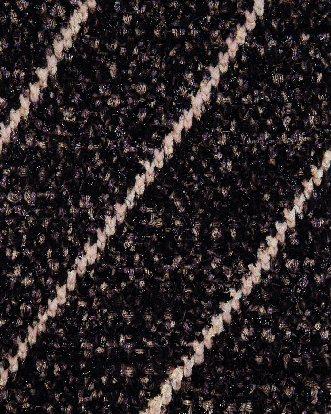 Top Quality Chanel Black and Pink Wool Knitted Scarf with Metallic Fibres and Hood