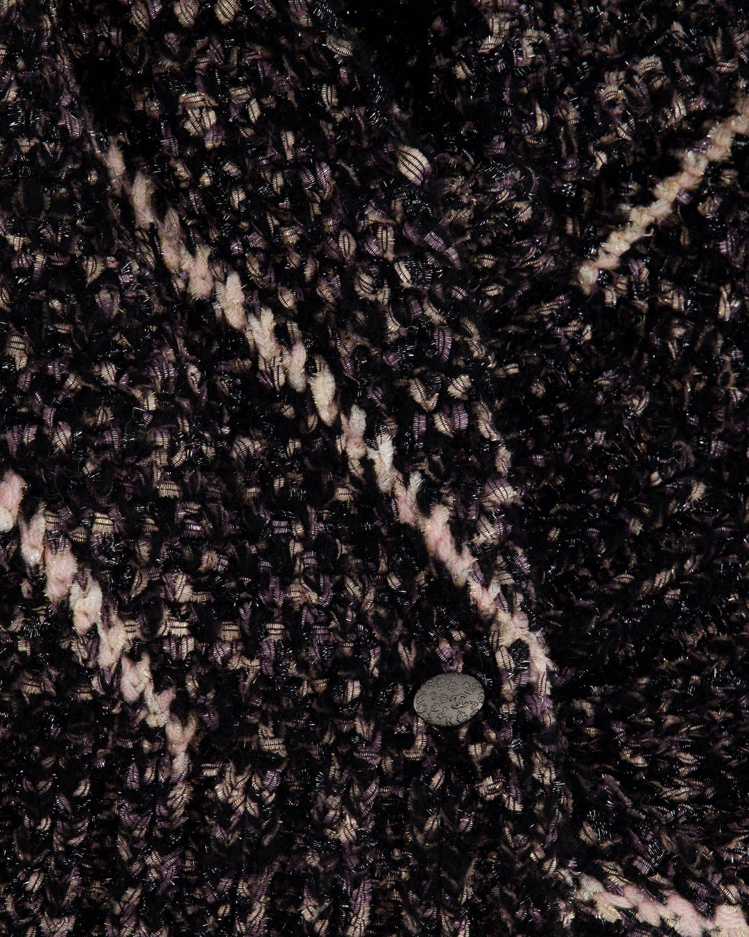 Top Quality Chanel Black and Pink Wool Knitted Scarf with Metallic Fibres and Hood