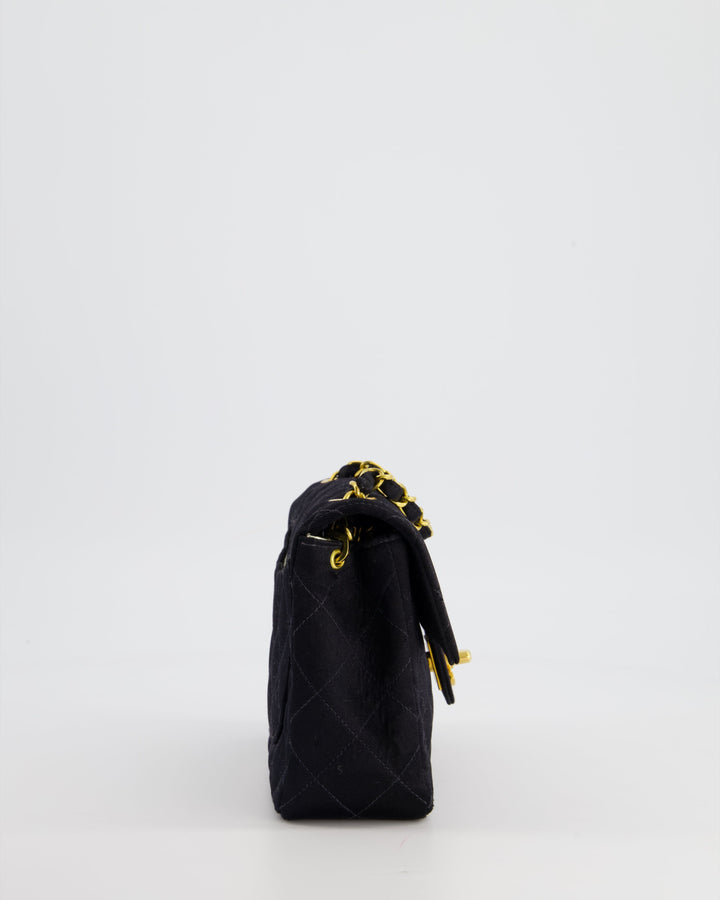 *HOT* Top Quality Chanel Vintage Satin Black Mini Square Flap Bag with 24K Gold Hardware