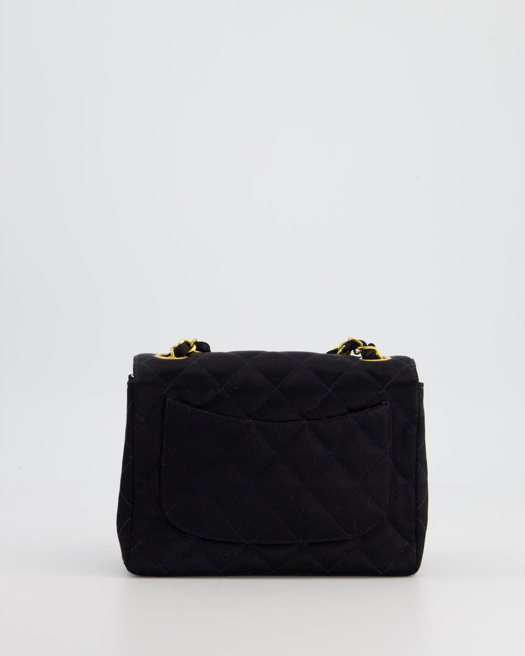 *HOT* Top Quality Chanel Vintage Satin Black Mini Square Flap Bag with 24K Gold Hardware