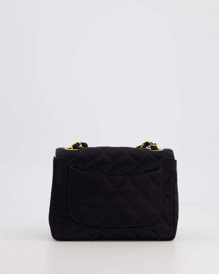*HOT* Top Quality Chanel Vintage Satin Black Mini Square Flap Bag with 24K Gold Hardware