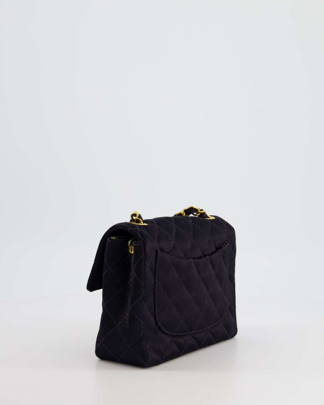 *HOT* Top Quality Chanel Vintage Satin Black Mini Square Flap Bag with 24K Gold Hardware