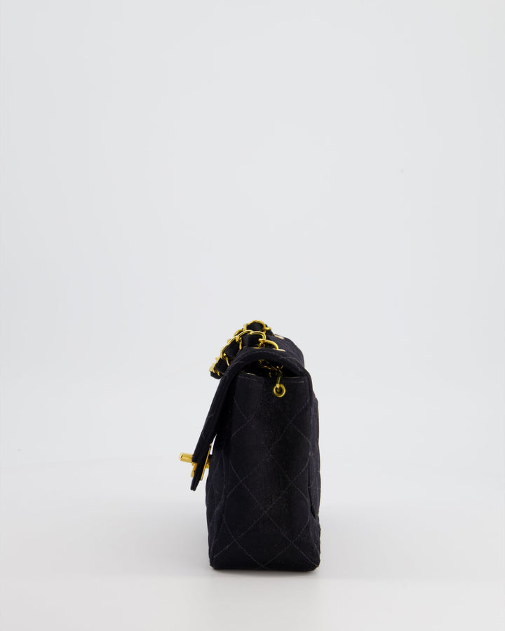 *HOT* Top Quality Chanel Vintage Satin Black Mini Square Flap Bag with 24K Gold Hardware