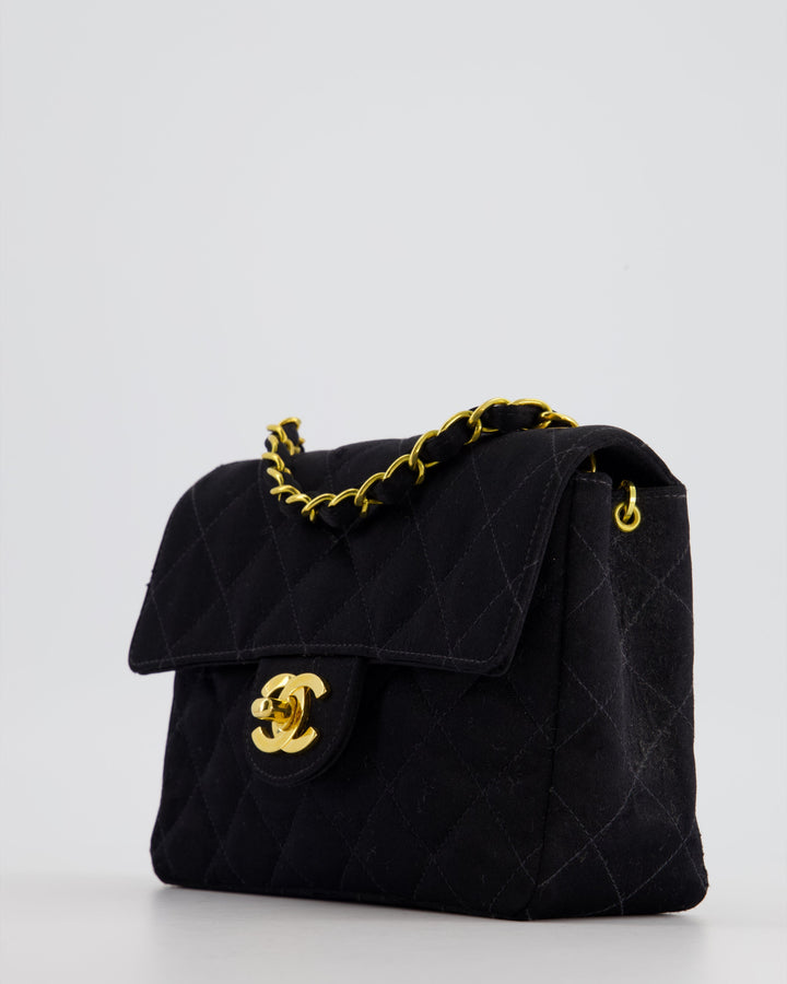*HOT* Top Quality Chanel Vintage Satin Black Mini Square Flap Bag with 24K Gold Hardware
