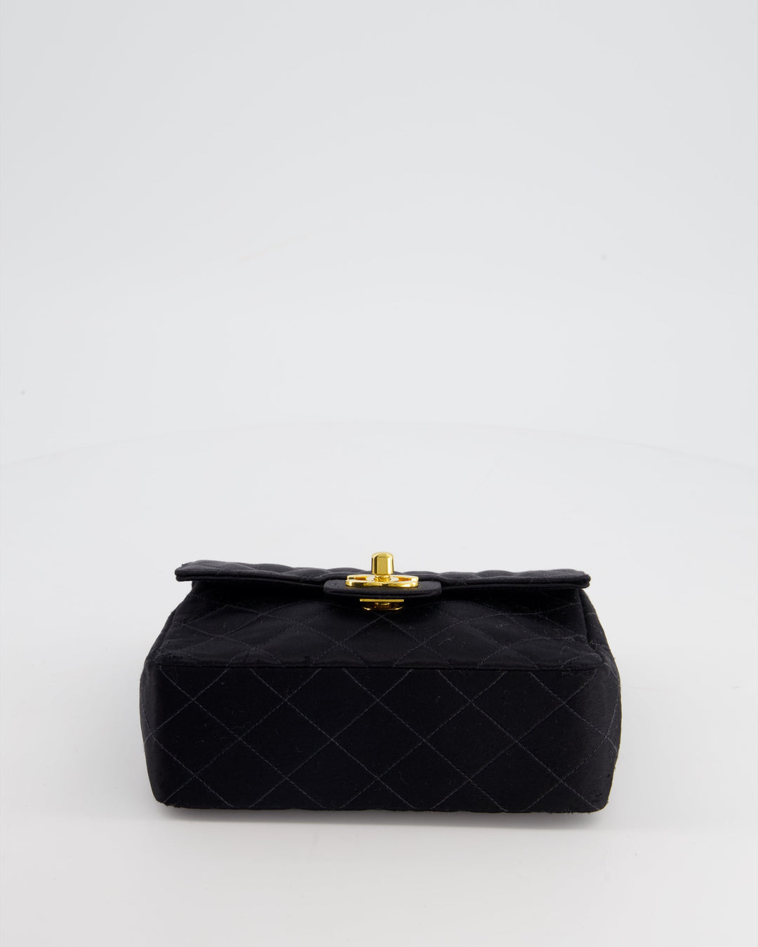 *HOT* Chanel Vintage Satin Black Mini Square Flap Bag with 24K Gold Hardware