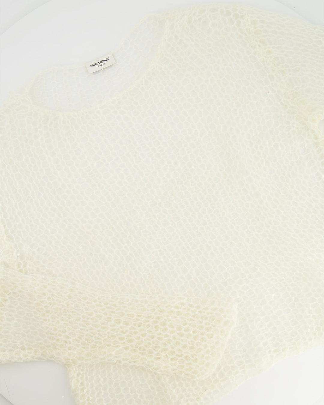 Saint Laurent Cream Mohair Perforated Knit Jumper Size S (UK 8)