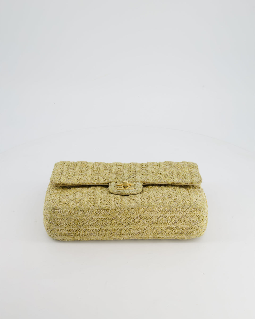 *SUPER HOT* Top Quality Chanel Beige Raffia Medium Classic Double Flap Bag with Brushed Gold Hardware and Gold Leather Interior