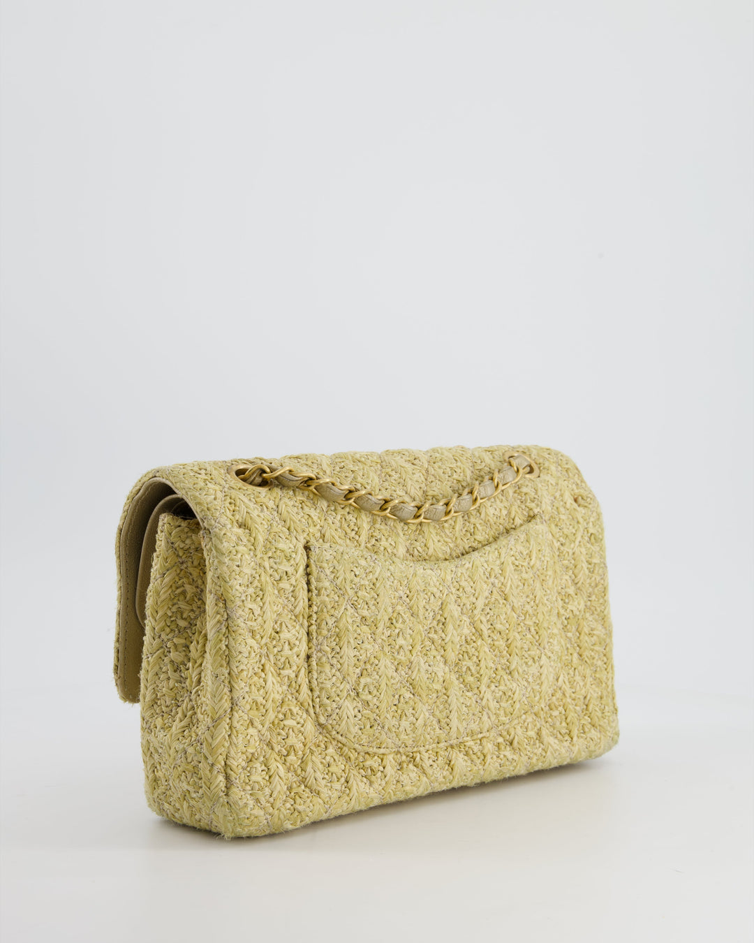 *SUPER HOT* Top Quality Chanel Beige Raffia Medium Classic Double Flap Bag with Brushed Gold Hardware and Gold Leather Interior