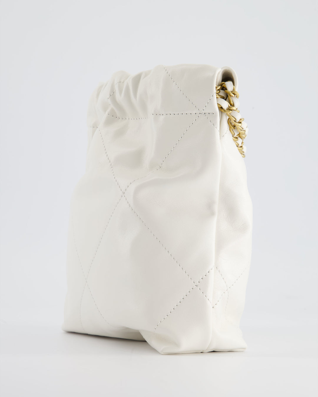 *HOT* Top Quality Chanel Mini 22 Bag in White Calfskin with Gold Hardware