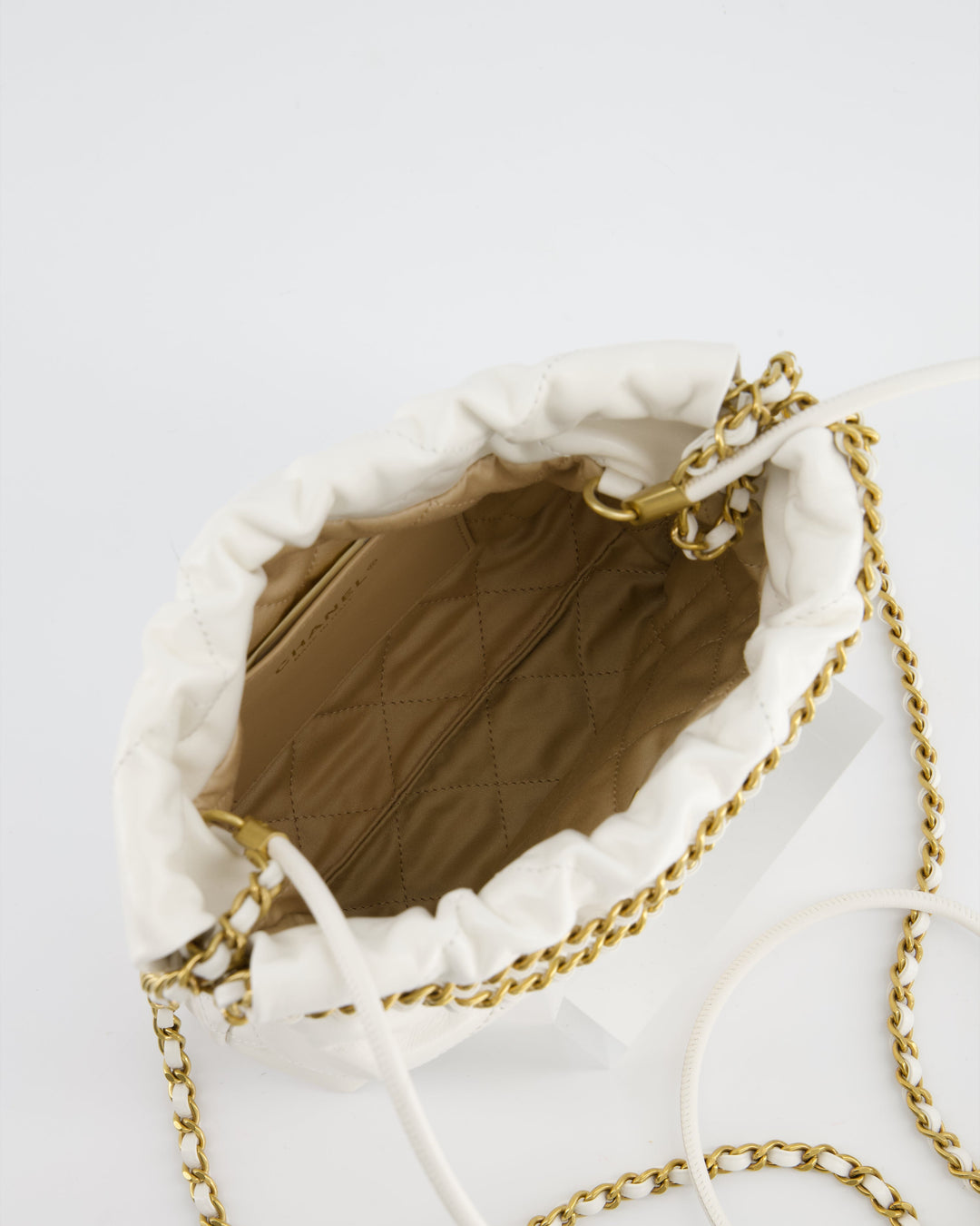 *HOT* Top Quality Chanel Mini 22 Bag in White Calfskin with Gold Hardware