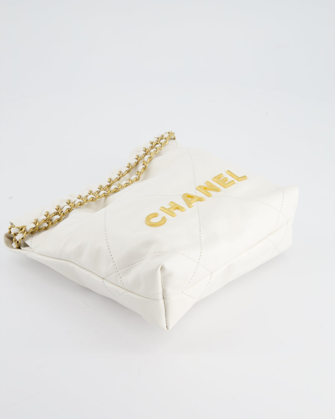 *HOT* Top Quality Chanel Mini 22 Bag in White Calfskin with Gold Hardware