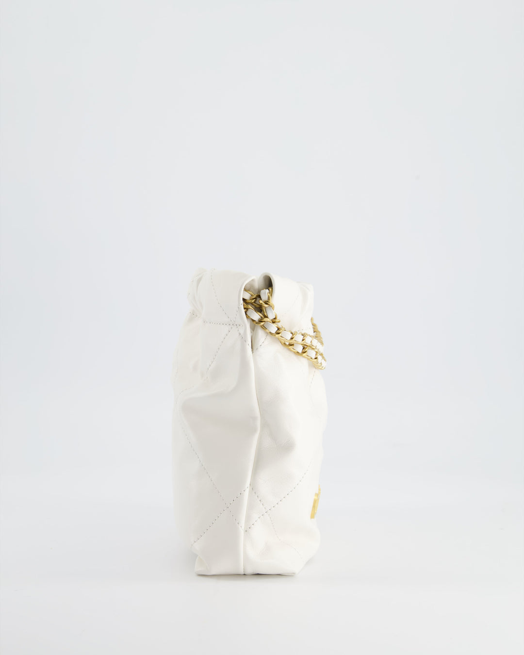 *HOT* Top Quality Chanel Mini 22 Bag in White Calfskin with Gold Hardware