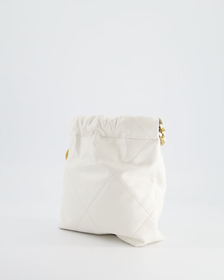 *HOT* Chanel Mini 22 Bag in White Calfskin with Gold Hardware