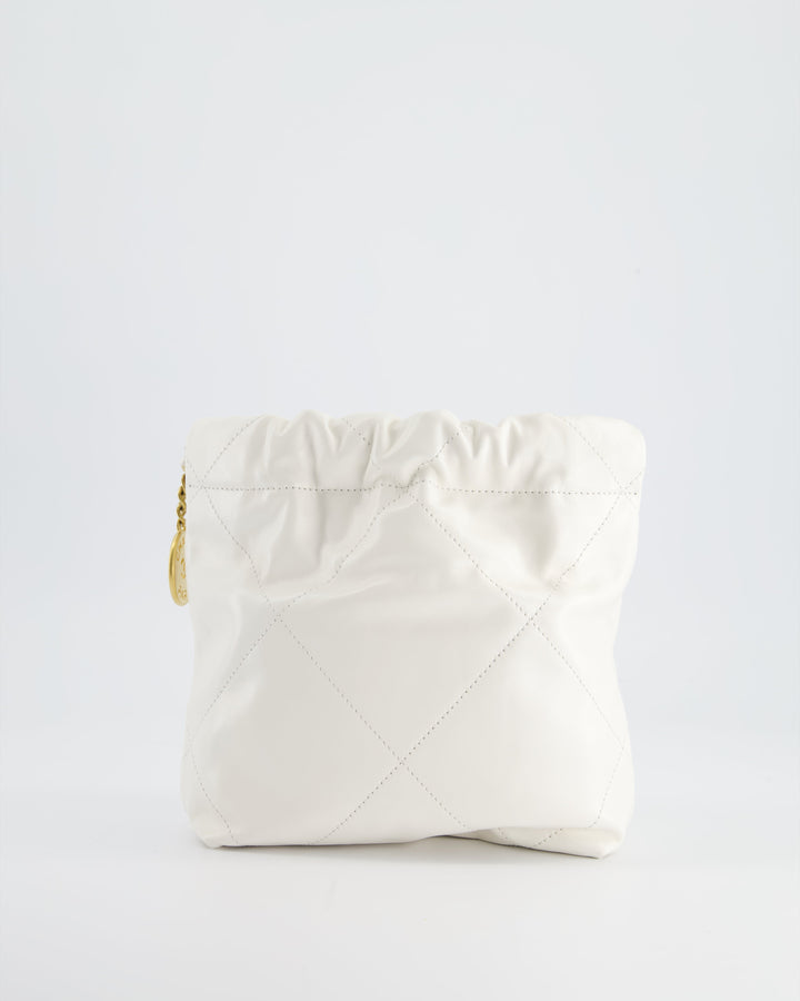 *HOT* Top Quality Chanel Mini 22 Bag in White Calfskin with Gold Hardware