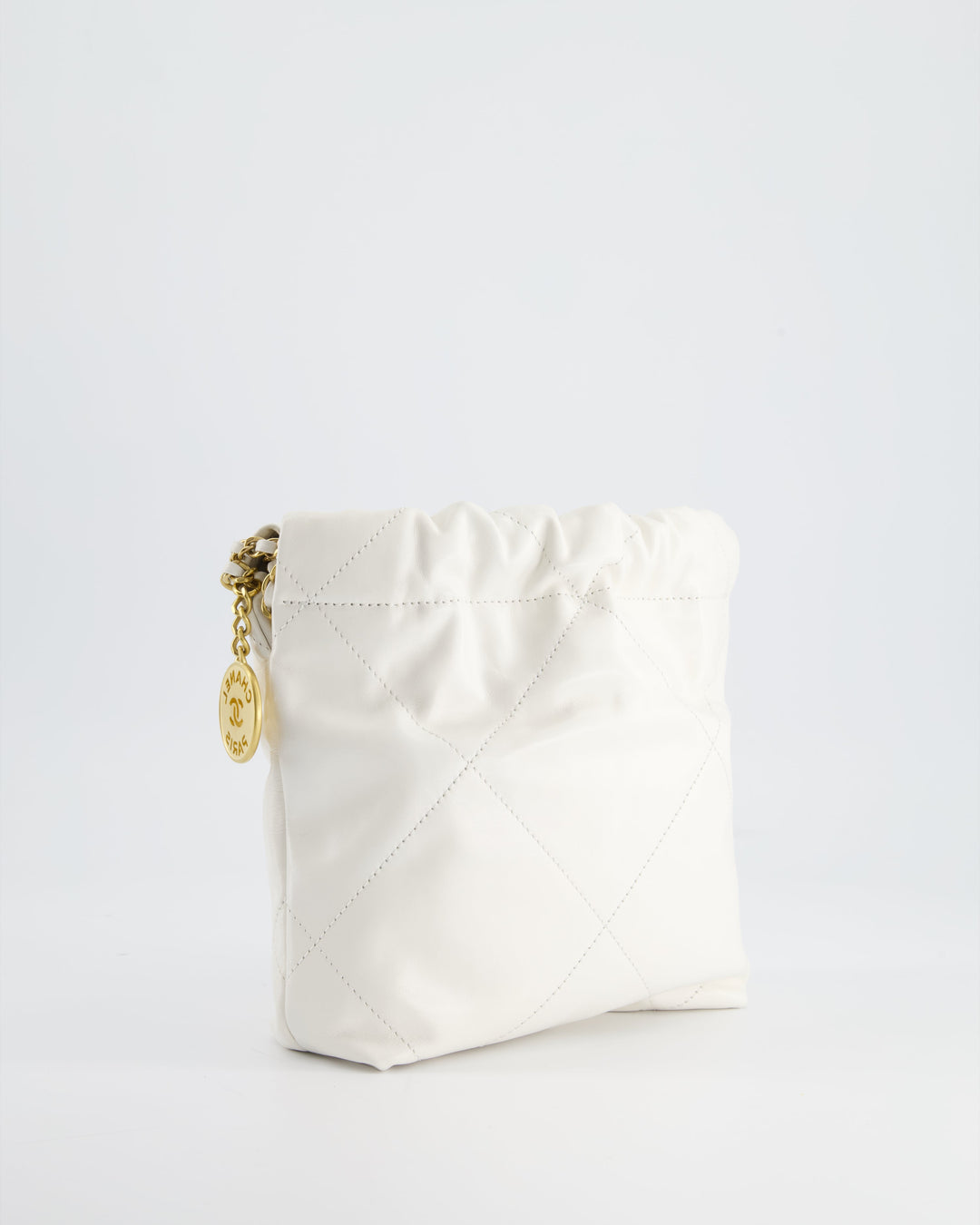 *HOT* Top Quality Chanel Mini 22 Bag in White Calfskin with Gold Hardware